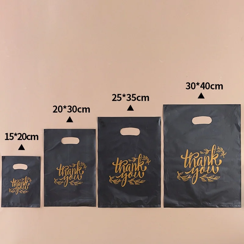 100/50/10 قطعة شكرا لك حقائب للهدايا الزفاف عيد ميلاد ضيف هدية التفاف أكياس متجر بلاستيكي الأعمال الصغيرة الحلوى المعجنات مخزن التعبئة والتغليف