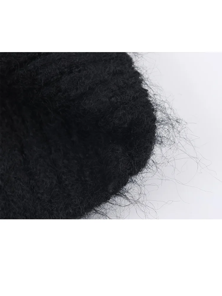 HH امرأة أنيقة السراويل الأكمام مجوهرات مطرز الديكور الياقة المستديرة بلوفر مغزول الإناث الربيع فضفاض الصلبة بلوزات قصيرة