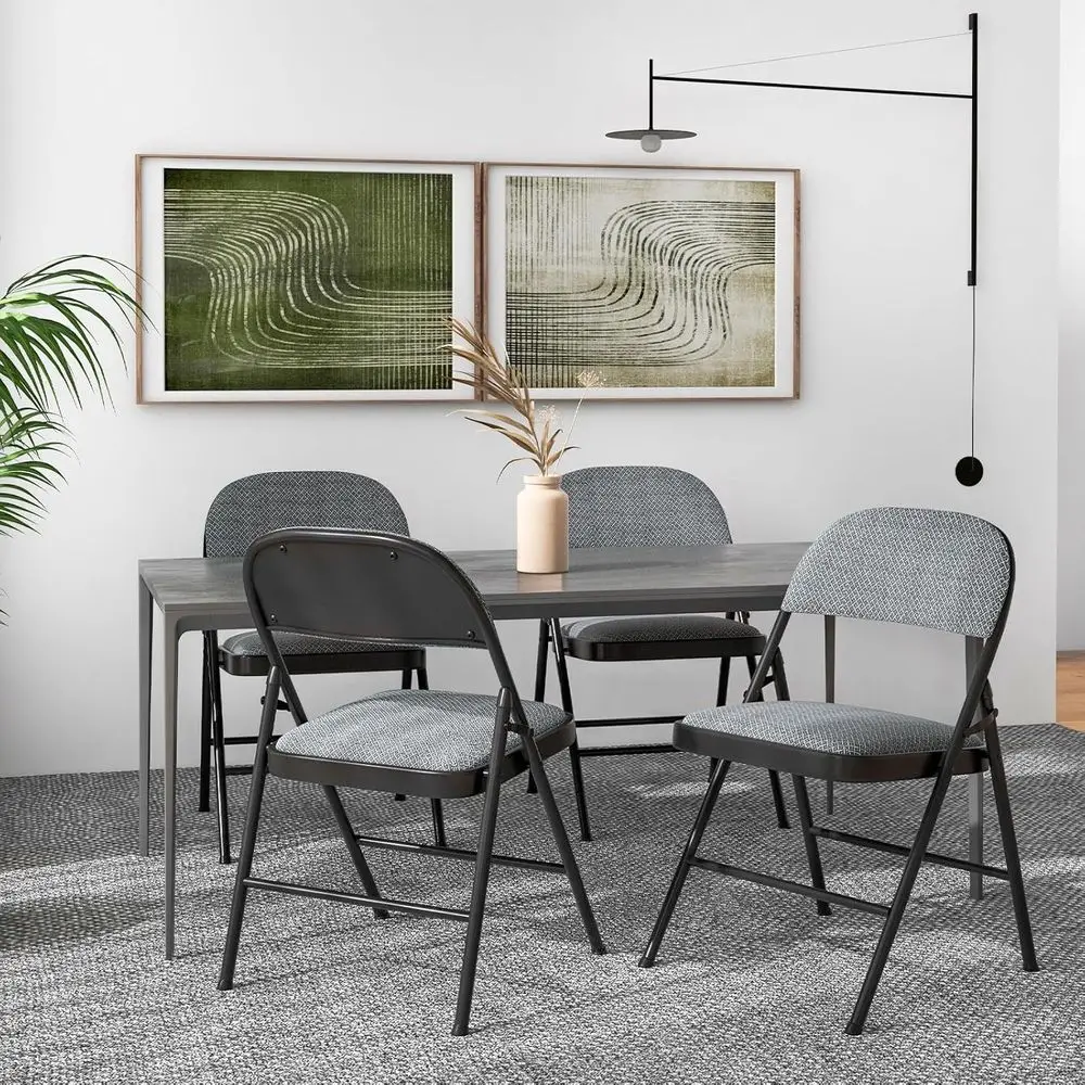 4 Pack Stackable Fabric Commercial Chair with Metal Frame, Lightweight Portable Folding Chairs with Padded Seat for Home Office,
