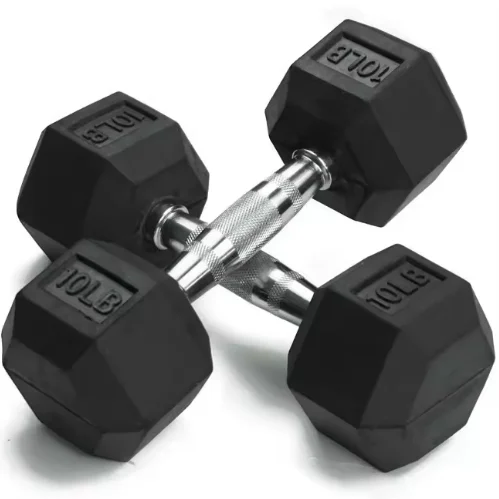 High-quality Weight Training Hexagonal Rubber Coated Dumbbells 1-50KGpromote sales