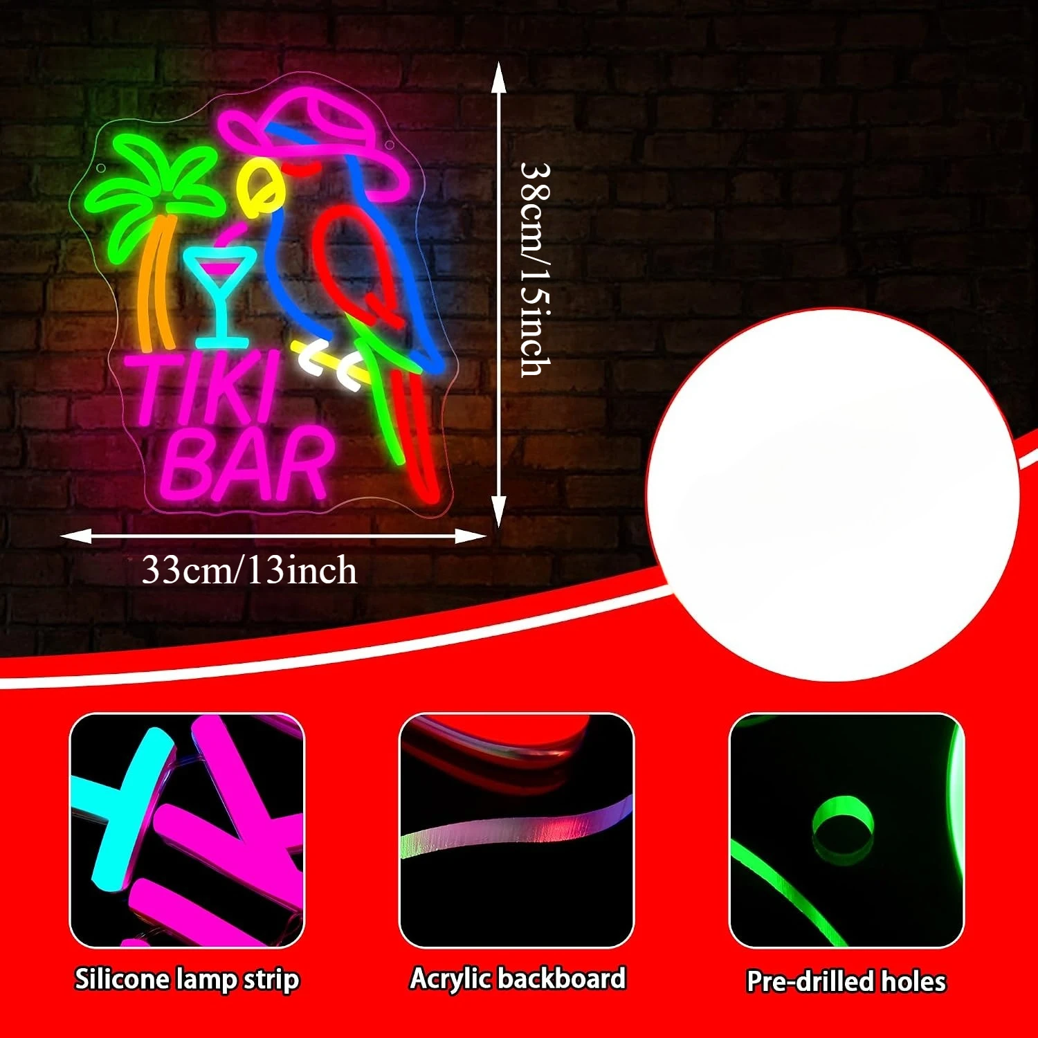 Tiki Bar Papağan Neon Tabela U - Outdoor Lighting Restaurant incelemesi ve fiyatı