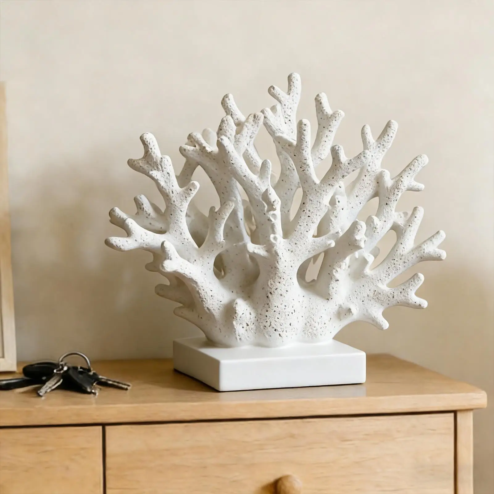 Realistic Coral Resin Statue Sea Themed Coastal Home Decor for Living Room Entrance, Nautical Wine Cabinet Courtyard Decor