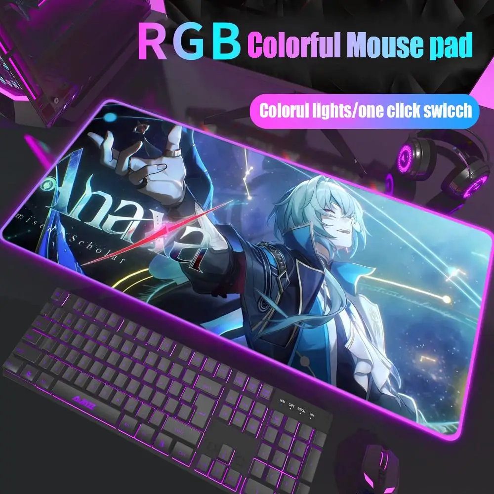 

Honkai Star Rail anaxa Mouse Pad Gamer Rgb Desk Mat Back Light Led Mousepad Setup Gaming Deskmat Big Mousepad Backlight