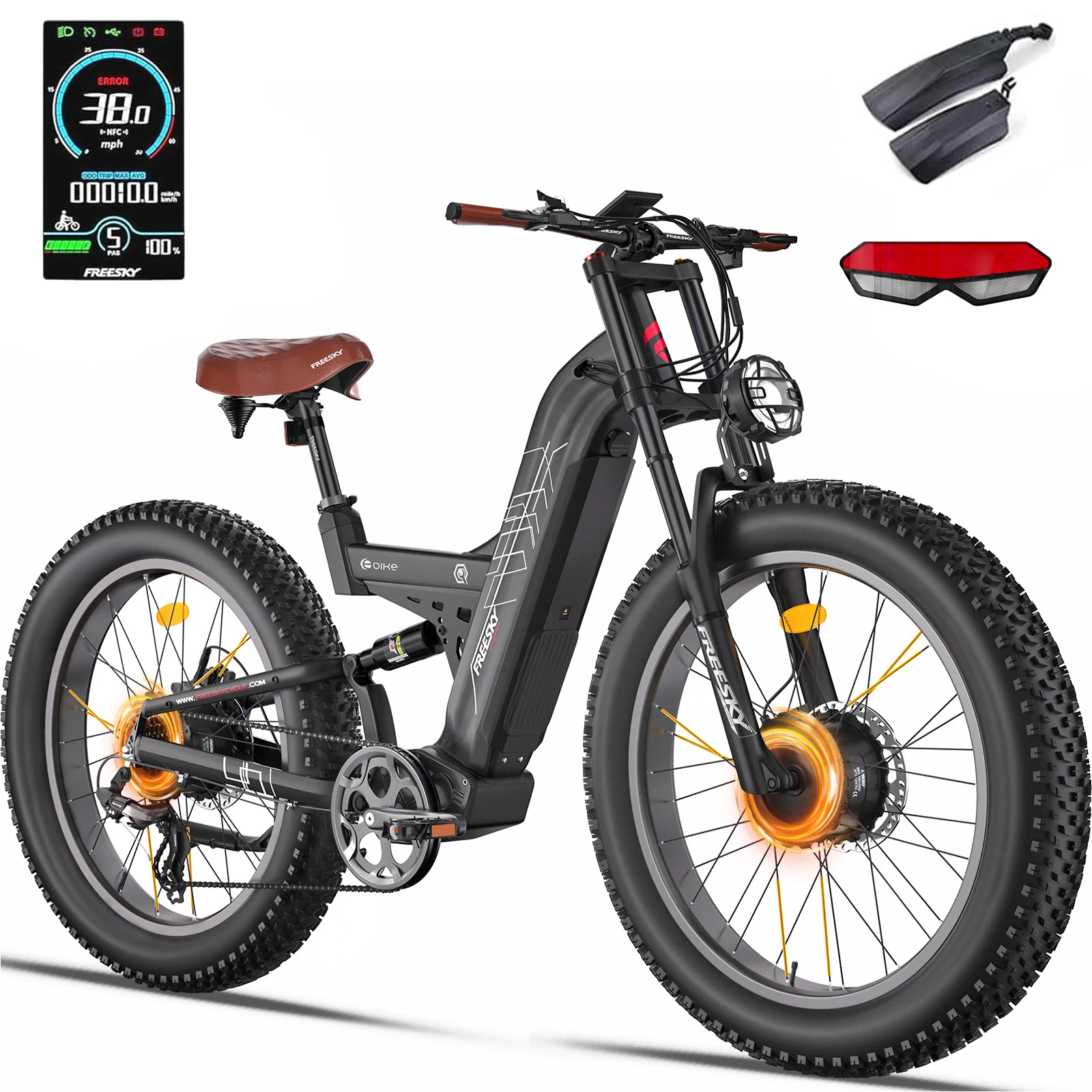 AliExpress Free Sky Freesky M530 adult E-bike, 1000W*2 motor cityebike , 48V30Ah battery, 26-inch Fat Tire E-Mountain bike ，Electric Bike