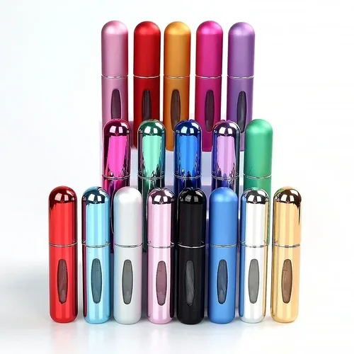 Imagen 2 del producto Mini botella de recarga de Perfume portátil de 5ml, tarro de pulverización recargable, bomba de aroma, envases cosméticos vacíos, atomizador para herramientas de viaje