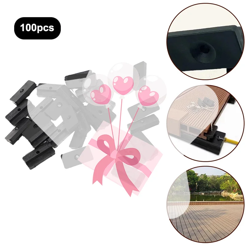 100 Pcs Dovetail Composite Deck Clip Easy-assembly Outdoor Floor Yard Garden Outdoor Living Tools Accessories Secure
