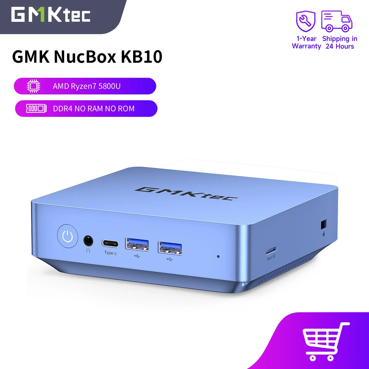 GMKtec KB10 ミニPC AMD Ryzen7 5800U DDR4 RAMなし ROMなし ストレージ Windows 11 PRO WiFi 6E デスクトップコンピューター NVMe (PCIe) M.2対応