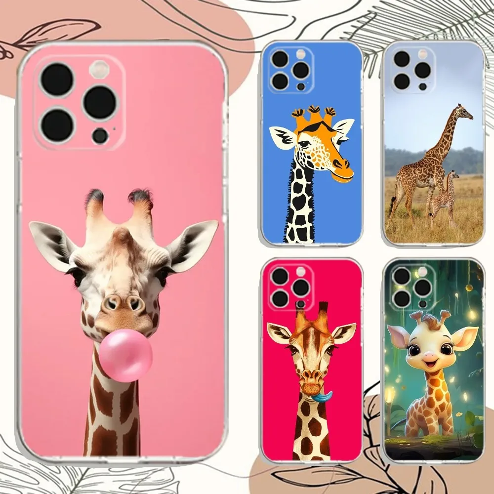 

Cute Cartoon Giraffe Animal Phone Case For iPhone Apple 15,14,13,12,Mini,11,Pro,Max,Plus,X,XR,XS,8,SE,2020,Plus Transparent Cove