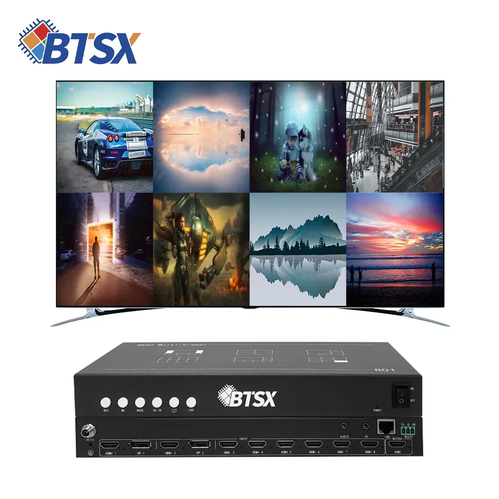 4K60 Multi For Security & Broadcasting 8-Window Split, Remote Control Seamless Switching Multi-Display