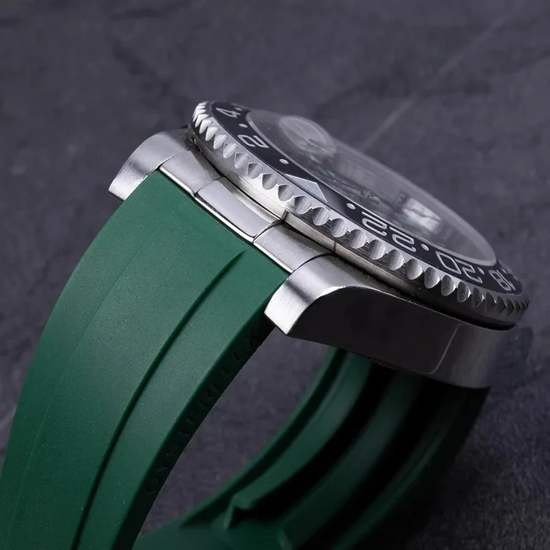 904L Solid End Link for Rolex Daytona Submariner Black Green Water Ghost GMT silicone Leather Watch Band Arc Interface 20mm 21mm