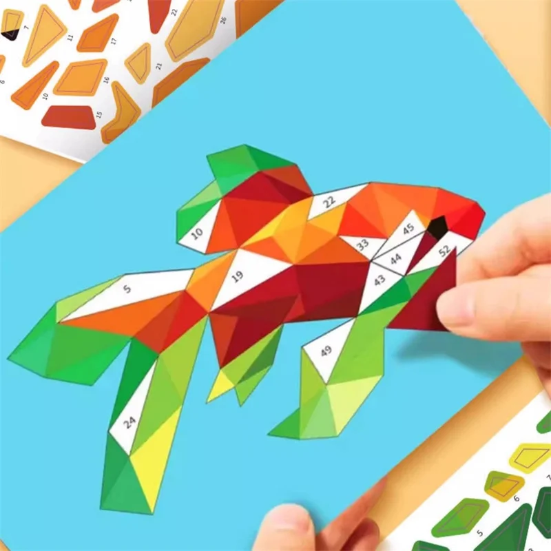Dziecięcy kolaż geometryczny 3D, zestaw do samodzielnego wykonania naklejek dla dzieci w wieku przedszkolnym, zabawki edukacyjne