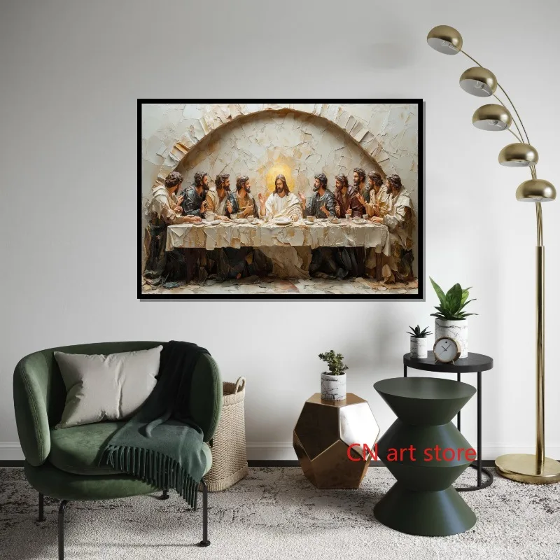 Retro Last Supper Religious Jesus with Disciples Spiritual Art Poster Canvas Painting Wall Print Picture Living Room Home Decor