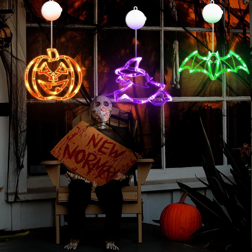 Led Window Suction Cup Hanging Lights Pumpkins Hanging Decoration Light For Holiday Decor