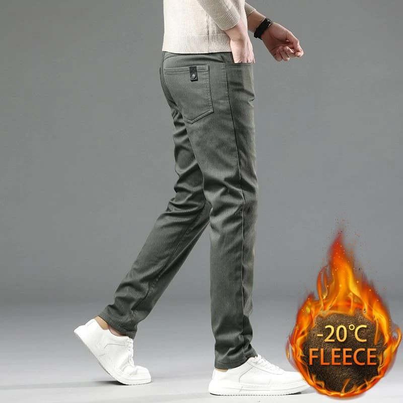 

New Men's Casual Pants for Autumn and Winter Loose Straight Leg Versatile Business Fleece and Thickened Men's Pants Jeans Pants