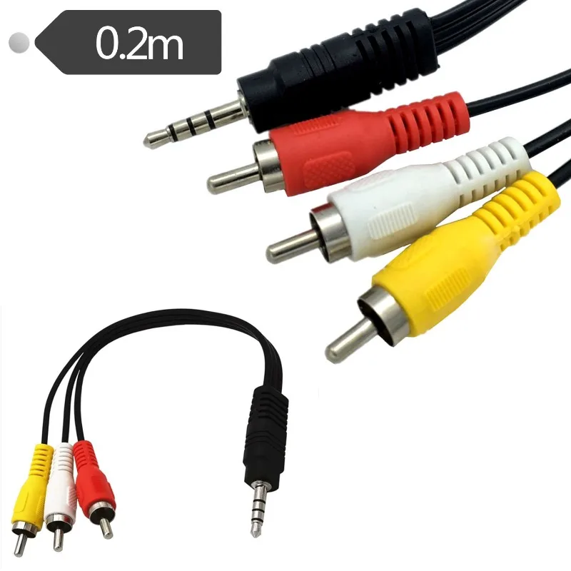 

Three Lotus Head One Point Three AV Audio and Video Cable 4 Pole 3.5mm To 3RCA Audio and Video Cable TV Box