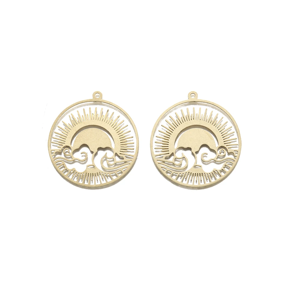 

4Pcs Raw Brass Cloud Sun Circle Earring Charms,Laser Cut Celestial Pendant for Diy Earrings Necklace Bracelet Jewelry Making