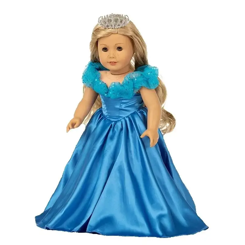 18 Inch Dolls Pink Wedding Dress with Crown for 43cm Baby Doll Dress for 18\