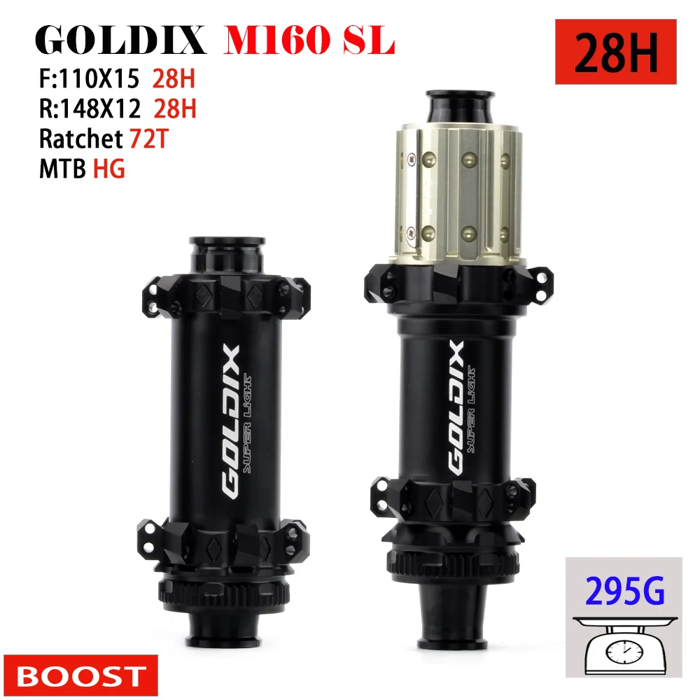 GOLDIX M160 Ultralight MTB Hub 28Holes 72T Ratchet Center Lock Disc Brake 28 Hole BOOST Hub 148x12 141x10 HG/XD/MS Freehub