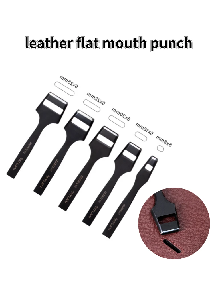 Homemade Handmade Leather Flat Mouth Punch Stainless Steel Round Corner Punching DIY Manual Leather Belt Punching Hole Tool