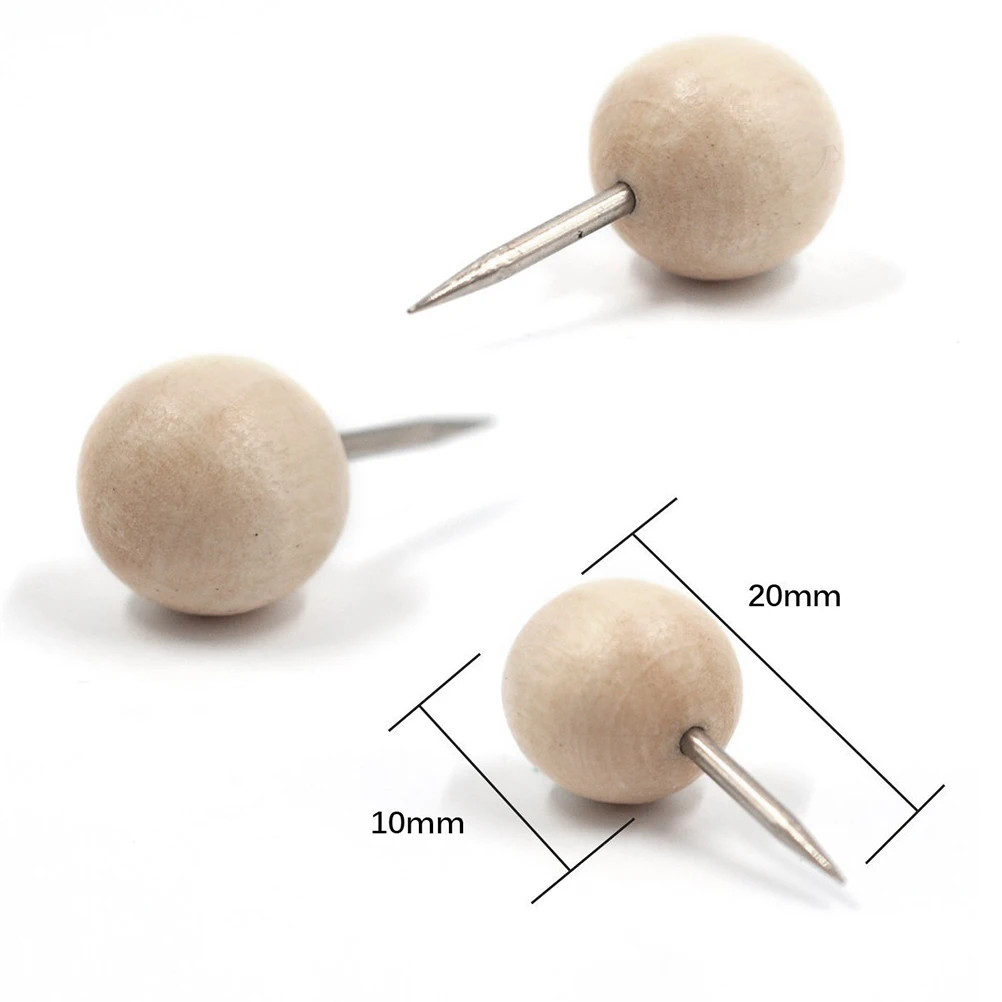 

120Pcs Premium Wood and Iron Round Head Push Pins Multi-Purpose Thumb Tacks for Pinboard Decoration Office School Coffee Shop