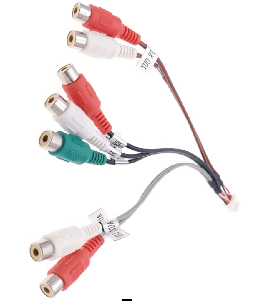 10 Pin Universal Car Stereo Radio AUX AV IN VIDEO SUB RCA Wire Harness Adapter Cable Wiring Connector Android DVD