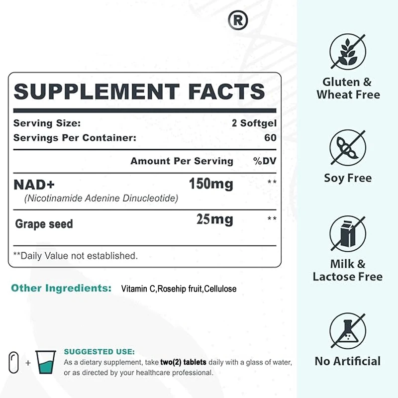 NAD+ Supplements Nicotinamide Riboside Alternative for Men&Women Anti Aging Natural NAD+Booster for Longevity & Cellular Health