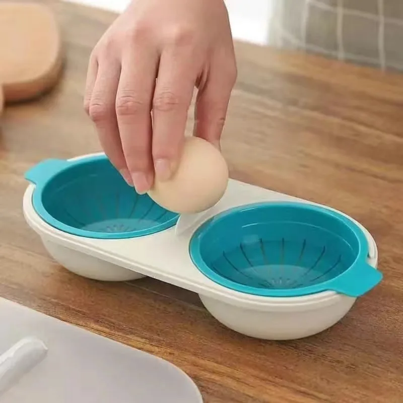 New Creative Egg Poacher Food Grade Pans Double Cup Egg Boiler Steam Microwave Oven Set Kitchen Cooking Tools Kitchen Tools