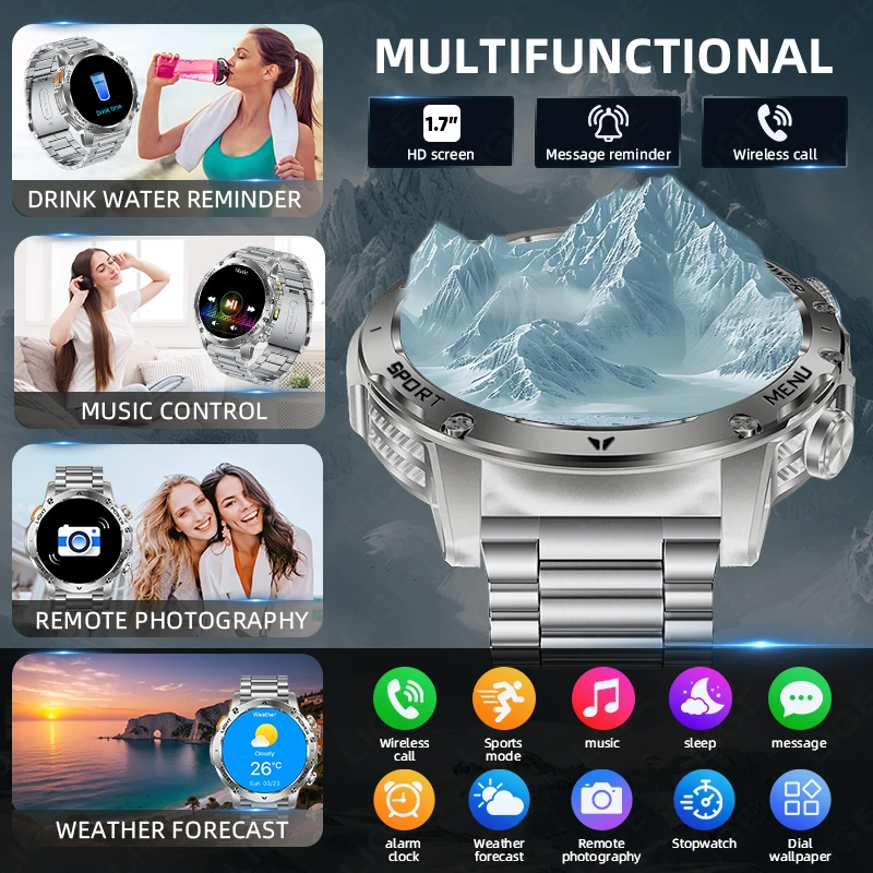 LIGE New Military 1000mAh Battery Smart Watch Men IP68 Waterproof LED Flashlight Heart Rate Monitoring Sports Tracker Smartwatch