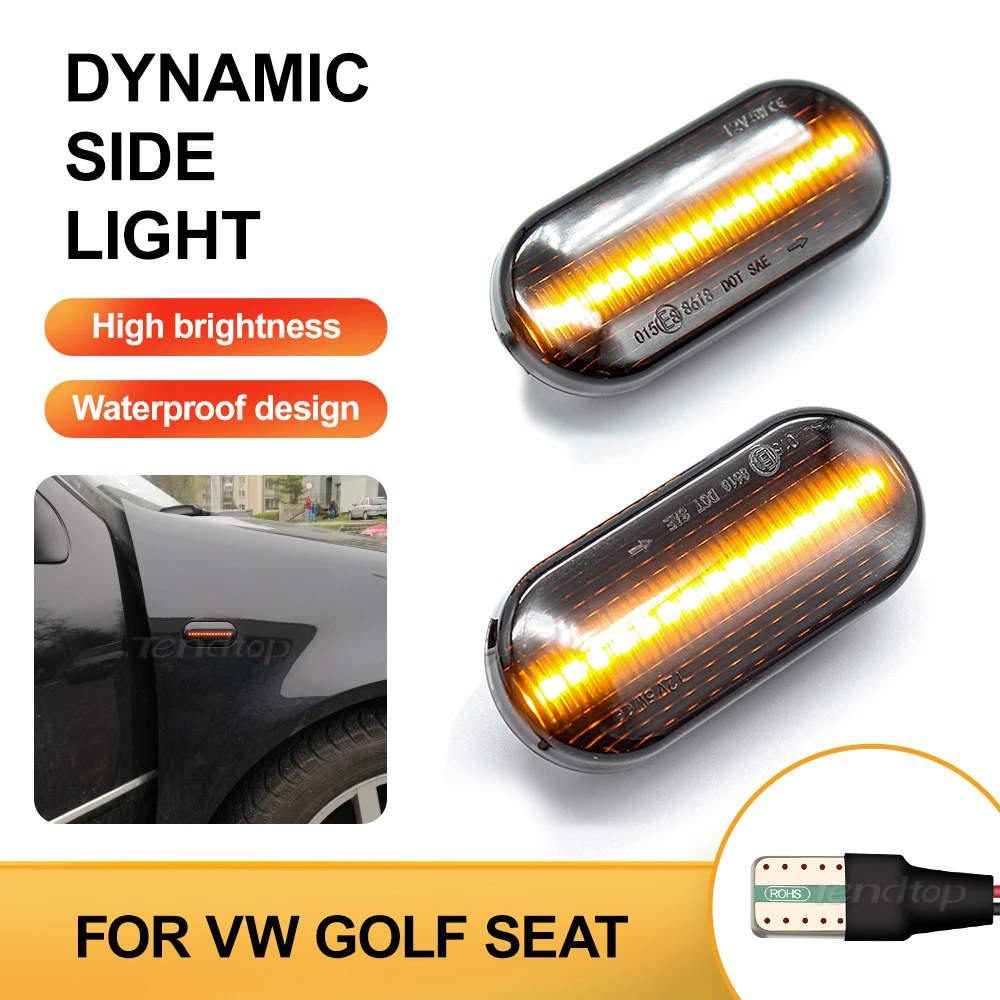 Dynamic Side Marker Turn Signal Light Sequential Blinker Lamp For VW  SEAT  Ibiza 6L Golf3/4  Leon 1M  Passat 3B Polo 6N 9N Bora