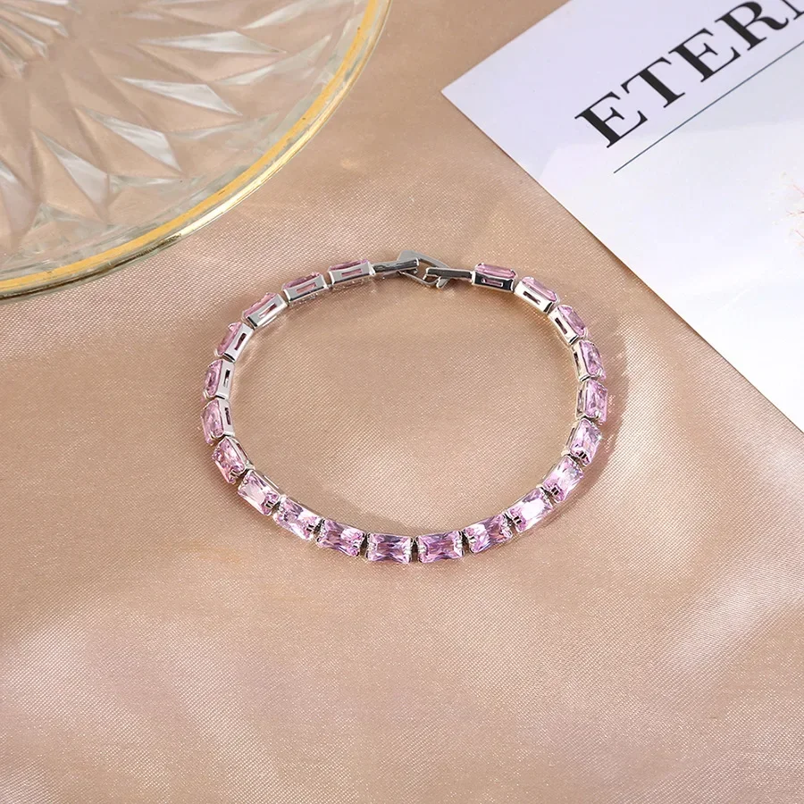 Fashion Jewelry 4 * 7mm Rectangular Zircon Hip Hop Bracelet Fashion Simple Tennis Unisex Crystal from Austrian for Woman