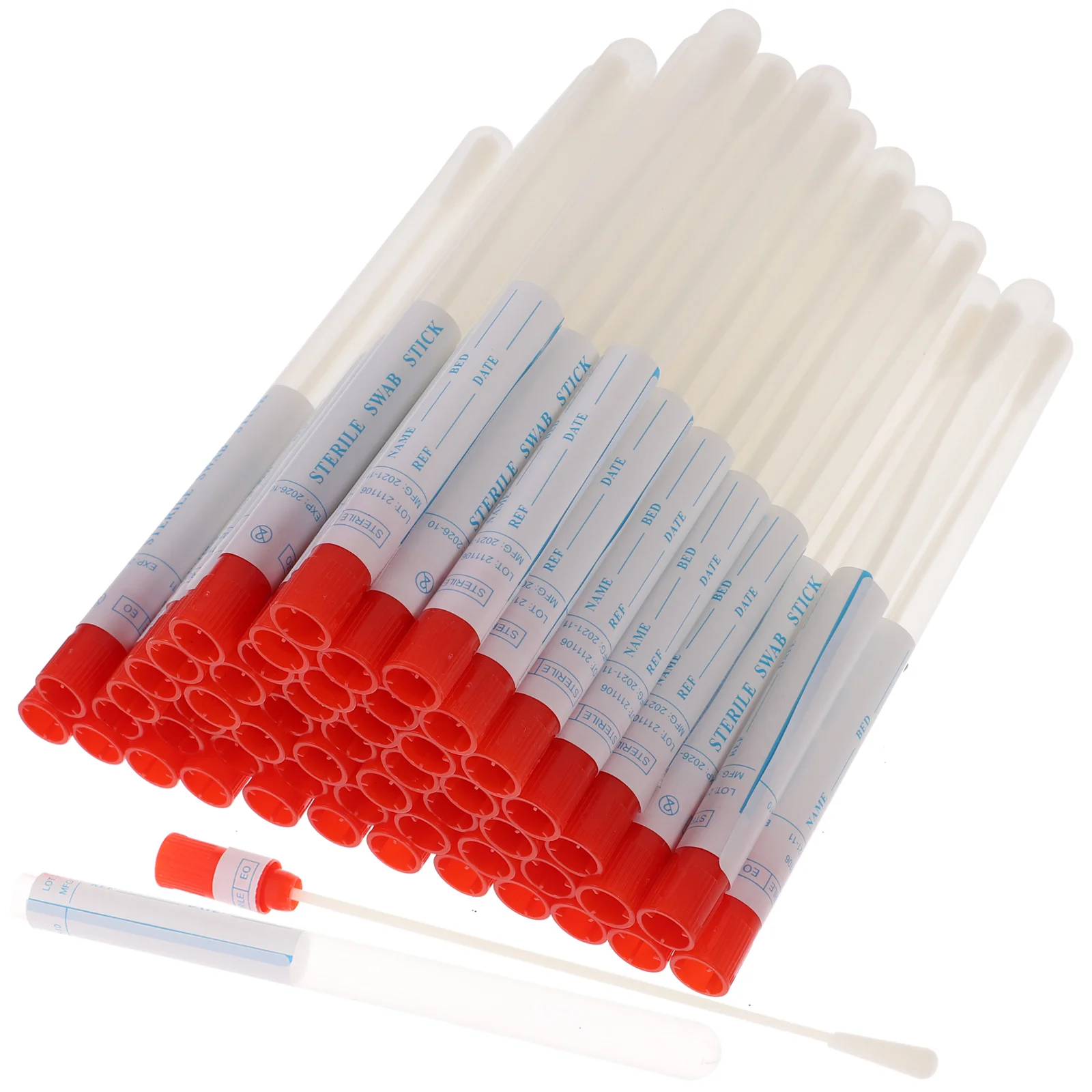 50 Sets Draagbare Sampling Swab Nasofaryngeale Sticks Specimen Gevlokte Plastic Wattenstaafjes