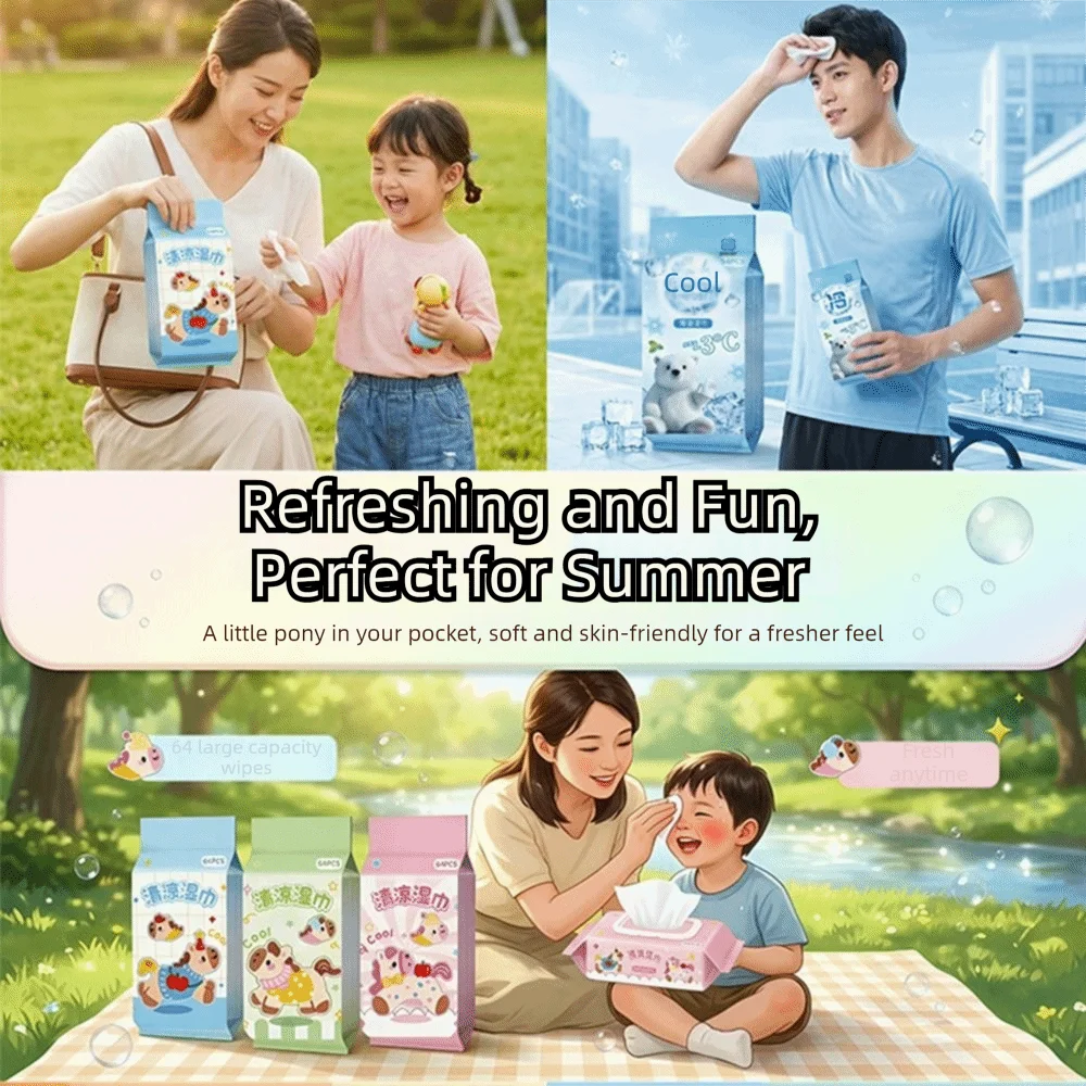 Soft Cool Wet Wipes Disposable Cooling & Refreshing Disposable Cleaning Wipes Portable Refreshing Wipes Travel Essentials