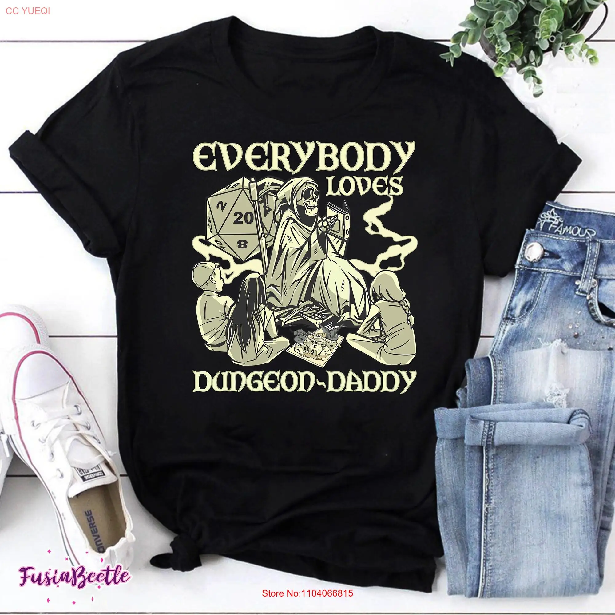 RPG Gamer Dungeon Daddy D20 Dice Pen and Paper Board Game Sticker Vintage T Shirt Dragon DnD Player long or short sleeves