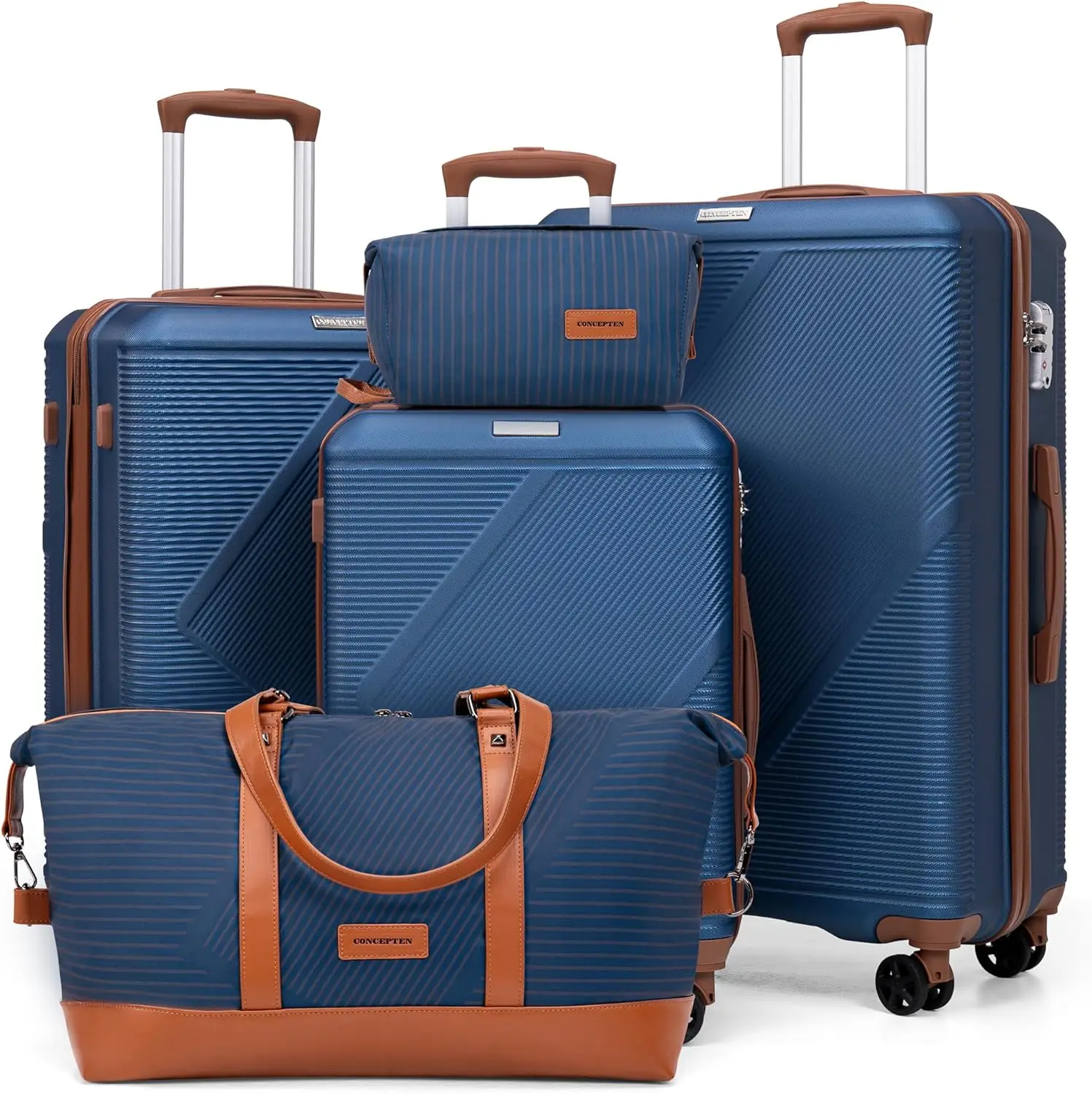 

5-Piece Luggage Set, Lightweight ABS Hardshell Suitcases with Wheels & TSA Lock, Blue