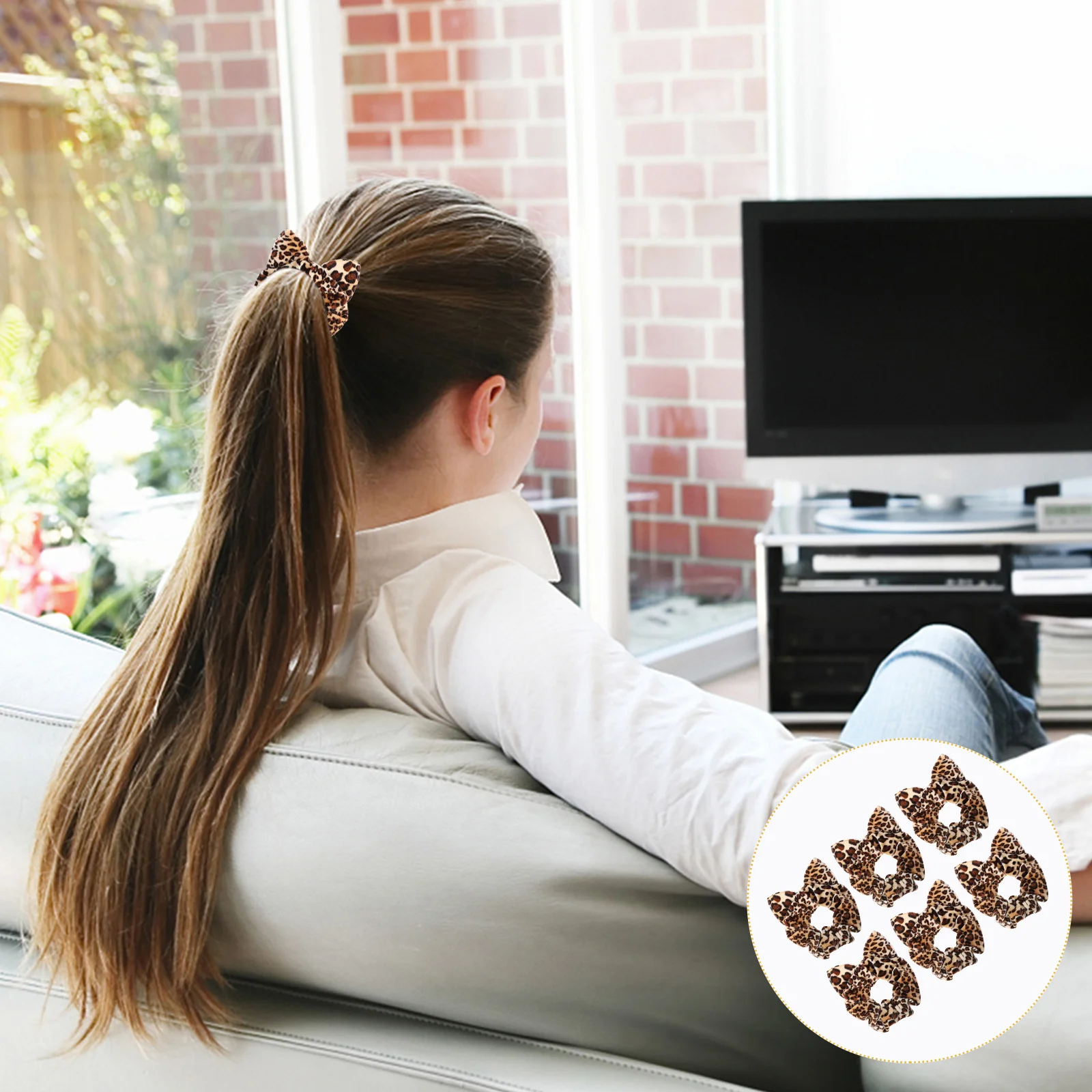 

6Pcs Leopard Print Hair Bands Scrunchies for Women Ponytail Holders Elastic Ties Leopard Scrunchie Ponytail Holders