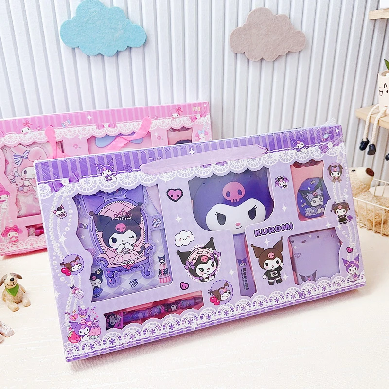 

New Sanrio Stationery Set Kuromi Cinnamoroll My Melody Pencils Erasers Rulers School Supplies Student Study Stationery Gift