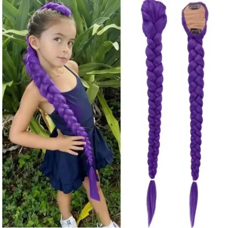 

1Pcs Synthetic Purple Ponytail Extension Rubber Band Long Straight Ponytail Women Hair Accessories for Halloween