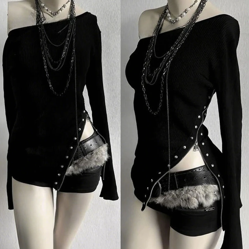 Y2k Emo Women Fashion V-neck Lace-up Lace Trim T-shirt Tops Long Sleeve Sweet Cute Pink Shirt Aesthetics Harajuku 2000s Clothes