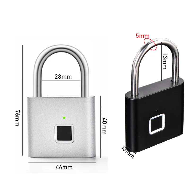 Outdoor Sports & Travel Zinc Alloy Fingerprint Padlock, Anti-Pry  for Extra Durability, Fast Fingerprint Unlocking