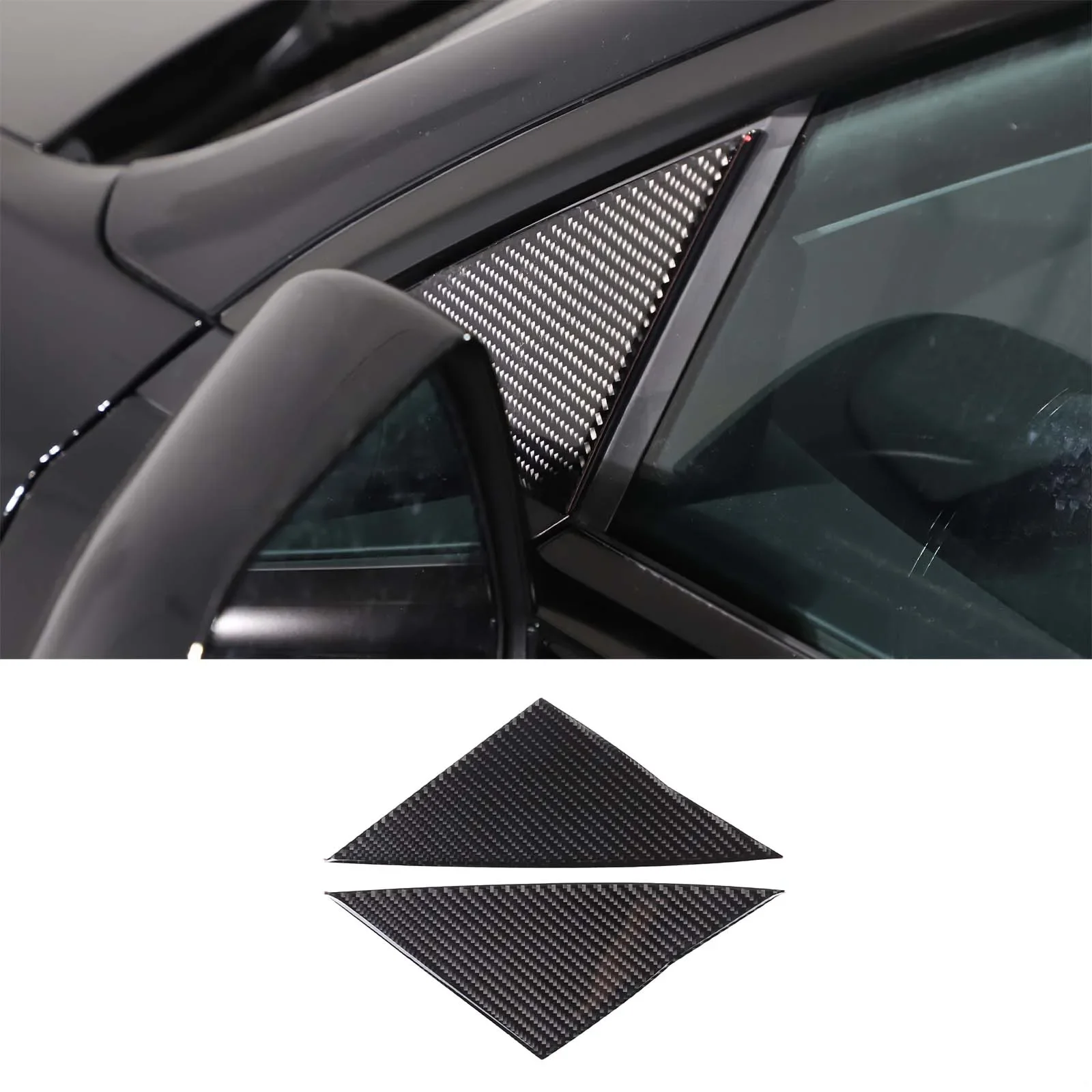 For Tesla Model 3 2023 Soft Carbon Fiber Car Front A-pillar Triangle Decorative Sticker Car Accessories