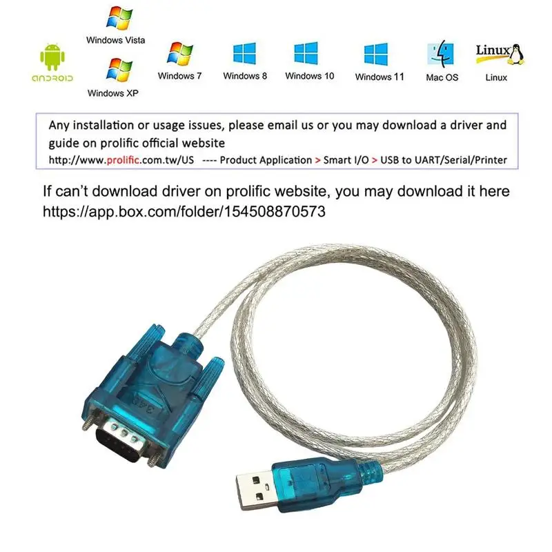 RS232 COM PDA DB9 9 Pin to USB 2.0 Cable Adapter USB to SerialPort Chip CH340 WCH Fit for Windows 7 8.1 10 11 XP Vista M-acOS