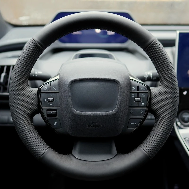 

Сшитый вручную нескользящий прочный кожаный чехол на руль из наппа для Toyota BZ4X PRIUS, модифицированные аксессуары для салона автомобиля