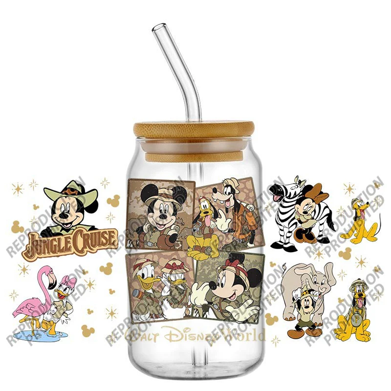 

New Product Disney Mickey DIY Decals 3D Transfers Stickers 16oz UV DTF for Glasses cup Wraps