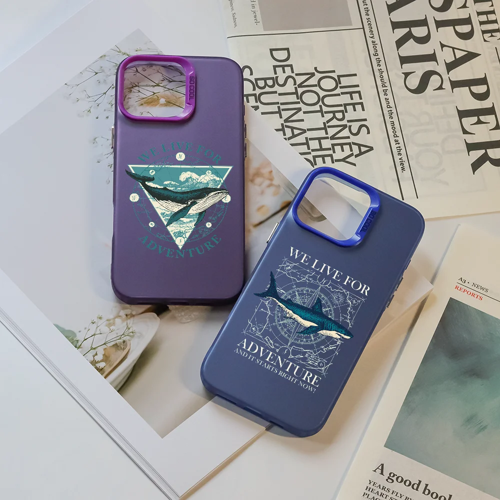

Ocean Animal Whale Phone Case For iPhone 16 Pro Max 15 14 13 12 11 Plus Multicolor Aurora laser Shockproof Cover Funda