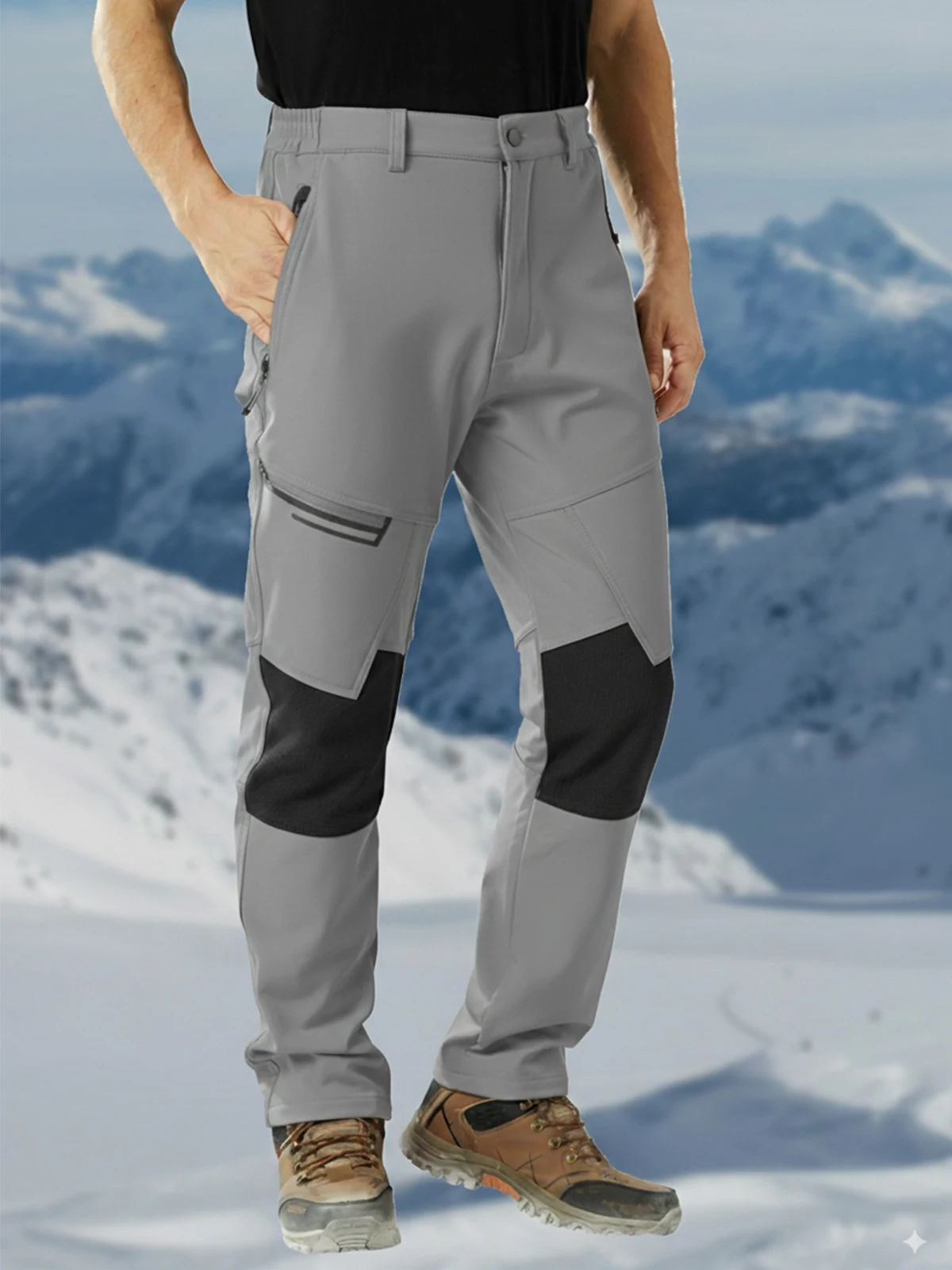 

Мужские зимние утепленные флисовые походные брюки, теплые водонепроницаемые уличные лыжные брюки для кемпинга, рыбалки и карманов на молнии