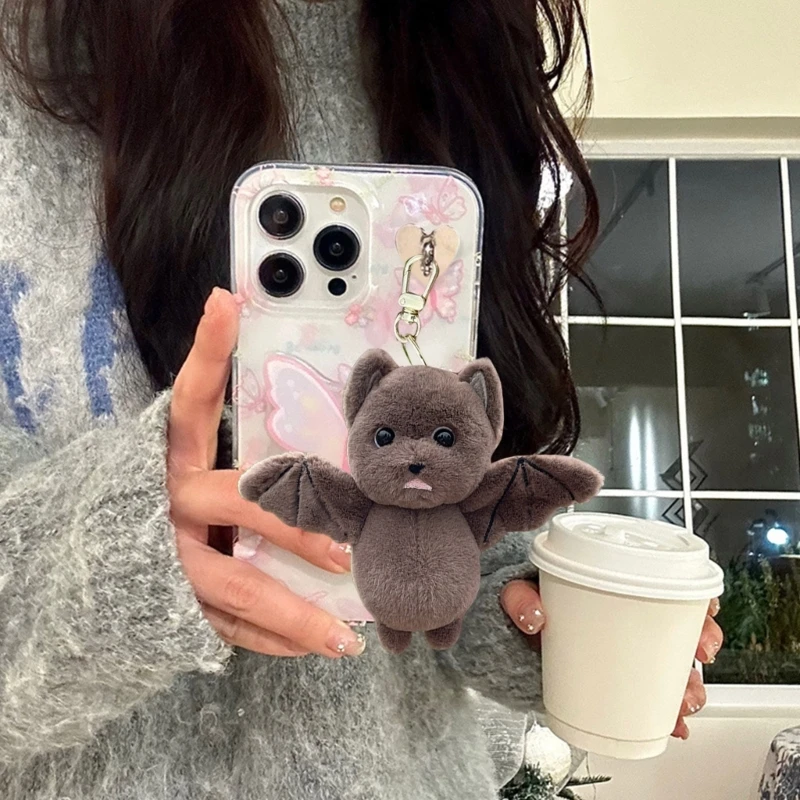 لعبة الخفافيش القطيفة سلسلة المفاتيح لينة محشوة الحيوان حقيبة سحرية على ظهره قلادة ملحق اليدوية غرفة الهالوين الديكور