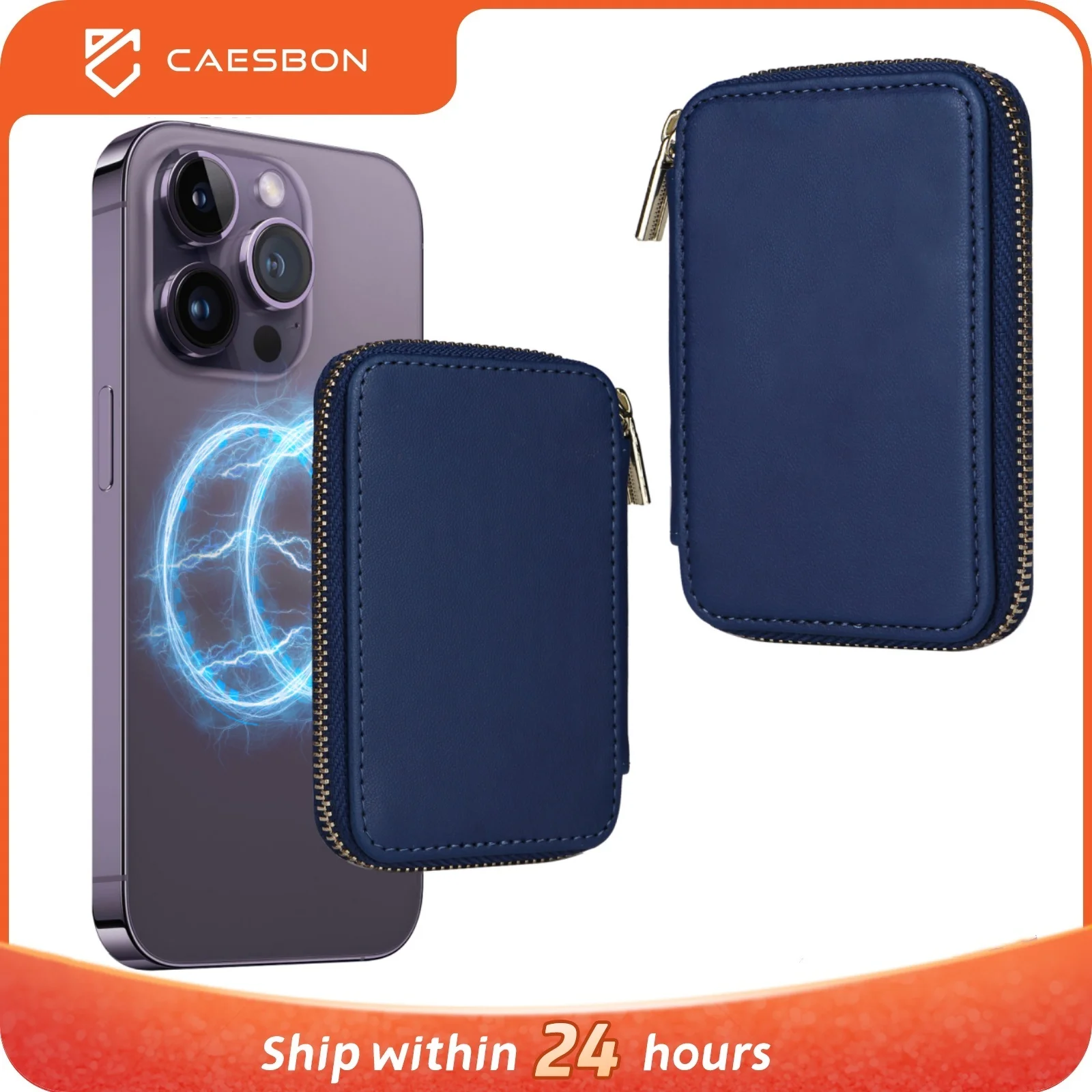 CAESBON For Apple/IPhone16 Pro Max15 14 13 12 16 Pro Plus Mini Leather Wallet Compatible Magsafe Wallet Card Bag RFID Blocking