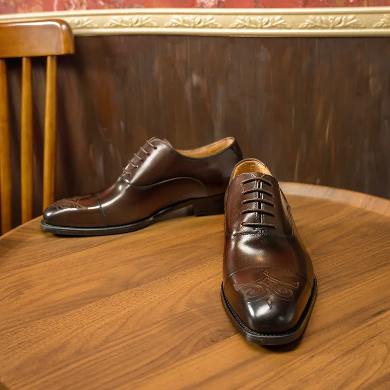 Carved three-joint men's shoes, business formal wear, British style leather shoes for men