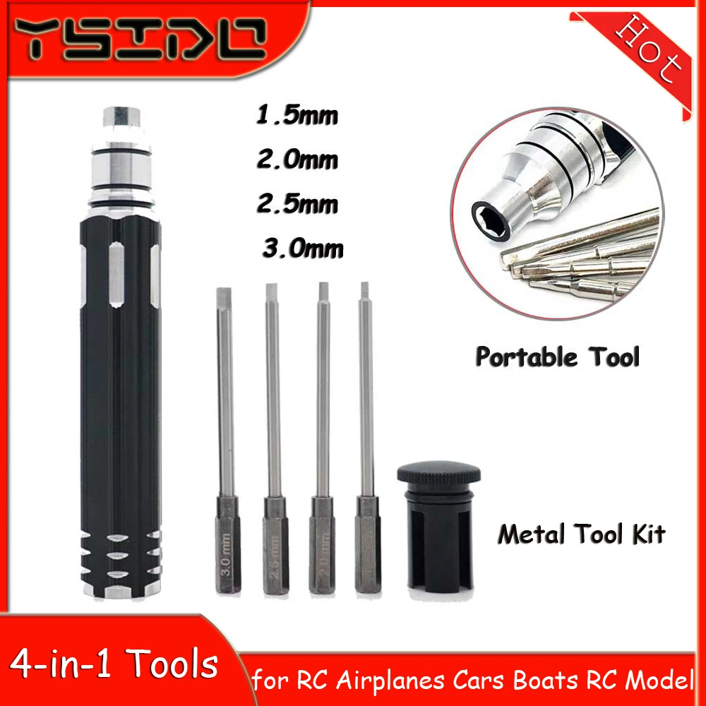 4-in-1 Hex Screwdriver 1.5/2.0/2.5/3.0mm Repair Tool Kit Set for RC Helicopter Airplane Drone Aircraft RC Cars RC Boats RC Model