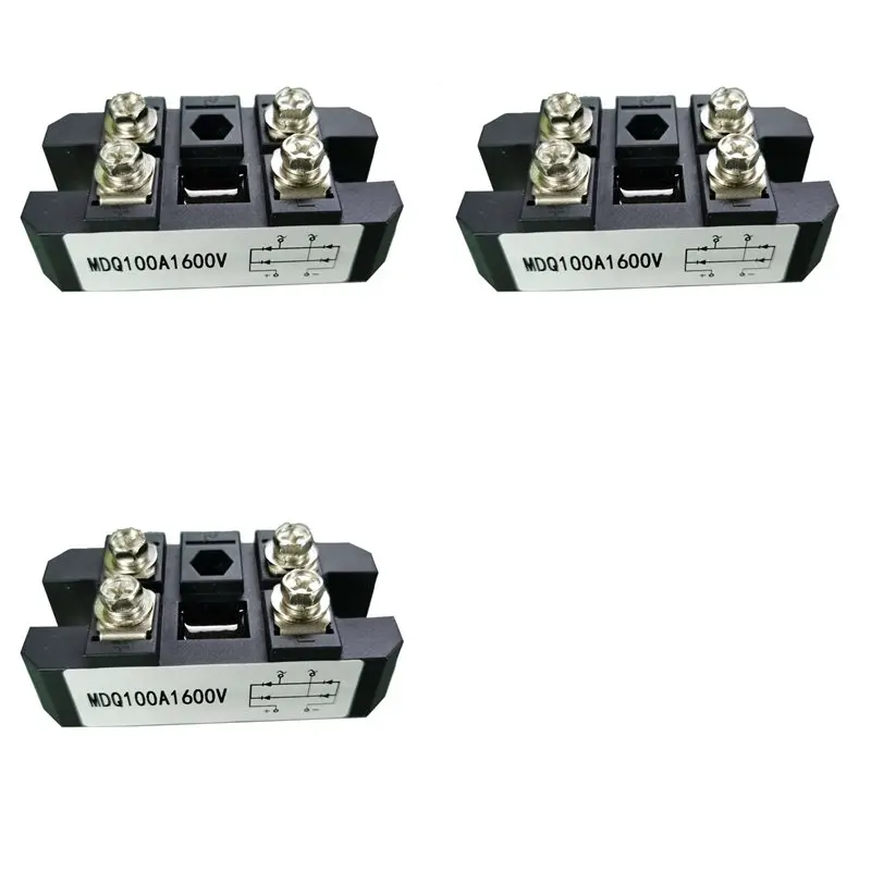 

【ДЕНЬ БЛАГОДАРЕНЬГО ПОКУПЧЕНИЯ】3X MDQ 100A-1600V Черный однофазный диодный мостовой выпрямитель 100A, высокая мощность 1600В